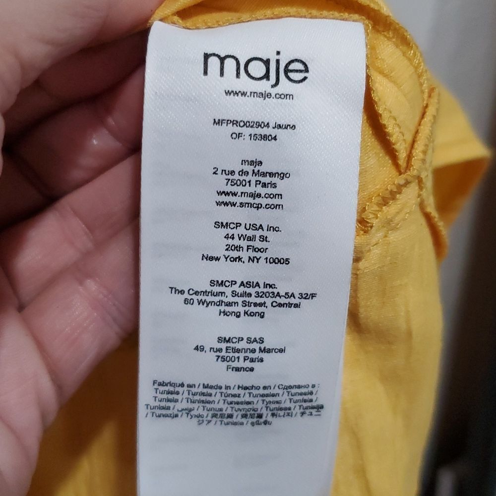 Maje Rifilo Yellow Linen Wrap Dress Size 42 Or 8 - Picture 12 of 16